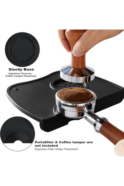 Espresso Barista Tamper Temper Tamping Mat Düz Taban Siyah Silikon VCT