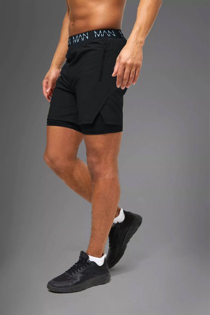 Black Unisex Gym and Fitness Lined Shorts with Leggings