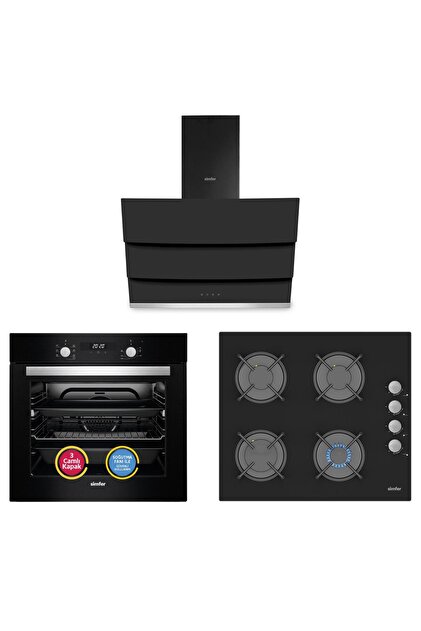 8 Fonksiyon Dijital Turbo Cam Ankastre Set ( Fırın + Ocak + Davlumbaz)