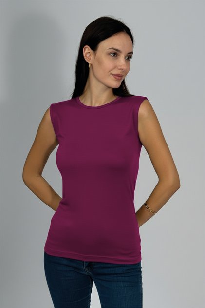 Women's Zero Sleeve Crew Neck Bodysuit Plum 1 Piece