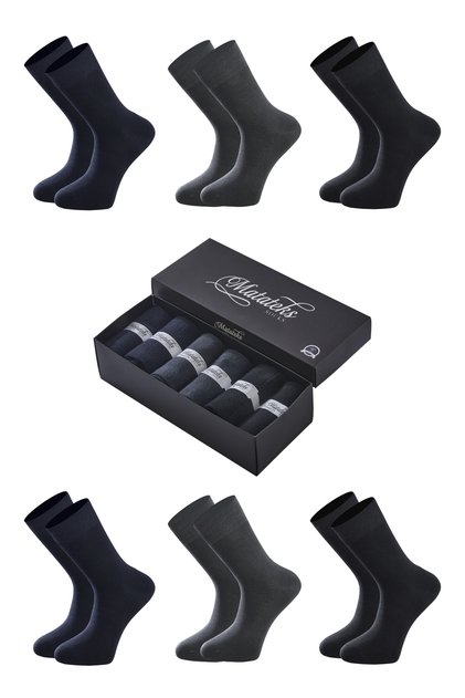 Bamboo Men's Socket Long Plain 2 Black 2 Laci2 Smoked Socks 200 Needle Seamless Premium 6-Piece Boxed