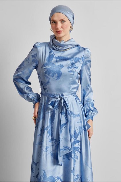 Sashed Satin Dress 45568