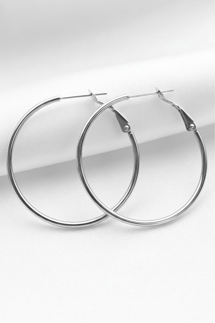 Halka Model Stainless Steel Silver Color Women's Earrings
