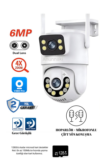 Anunnaki Ip Ptz Full Hd Wifi Güvenlik Kamerası V380 Pro Smart Gece