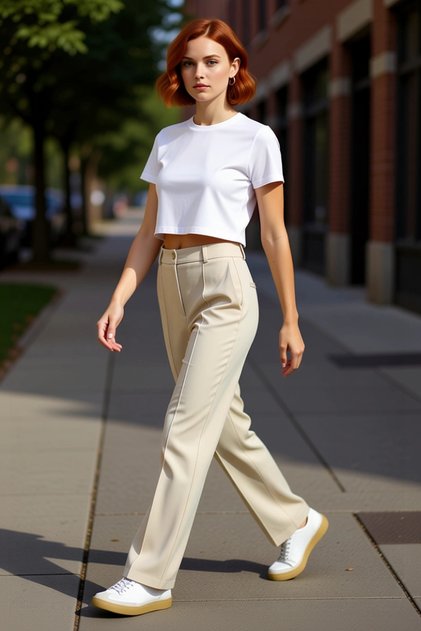 Women Fashion High Waist Straight Pants Woven Fabric Casual Daily Use