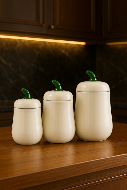 İnterlife 3lü Seramik Bal Kabak Kavanoz Seti Kapaklı Pumpkin