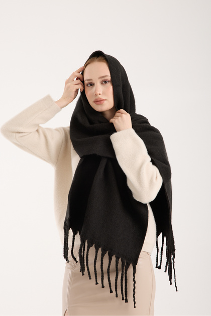 Unisex Puffy Solid Color Shawl Scarf