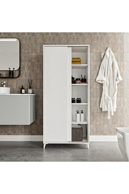 KZNMOB HOME Sürgülü Çok Amaçlı Banyo Dolabı - Tamamı 1. Kalite Mdf