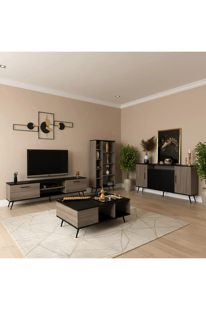 طقم طاولات مع طاولة تلفزيون أسود و SH59 - Exclusive