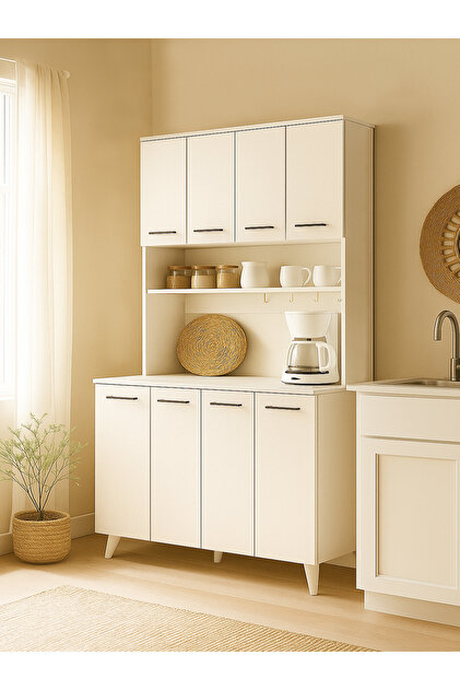 Dorpek Real Mutfak Dolabı Kahve Köşesi Çok Amaçlı Dolap Beyaz 120
