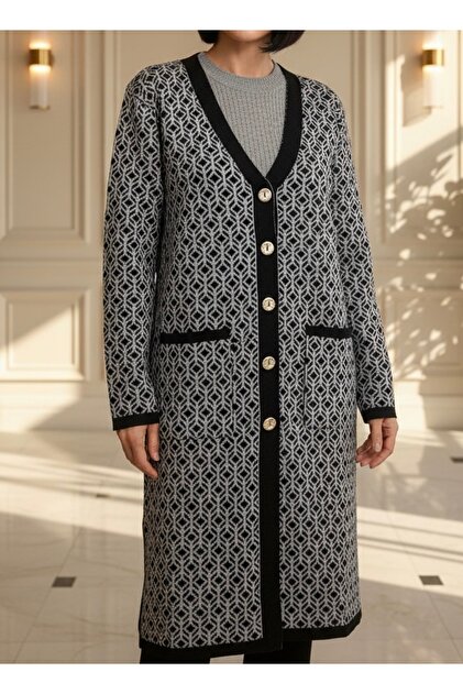 Knitwear Knitwear Patterned Young Mother Cardigan / Black & Gray