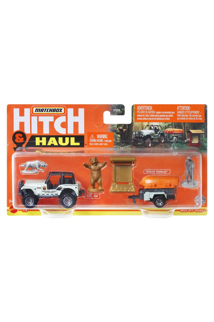 Set 2 vehicule Matchbox Hitch & Haul - Remorcă Jeep 4X4 Off Road 1988, trauler