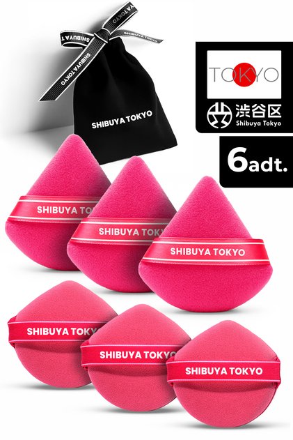 6-Piece Triangle and Drop-Shaped Powder Puff Makeup Sponge Set – Wet/Dry, with Finger Strap