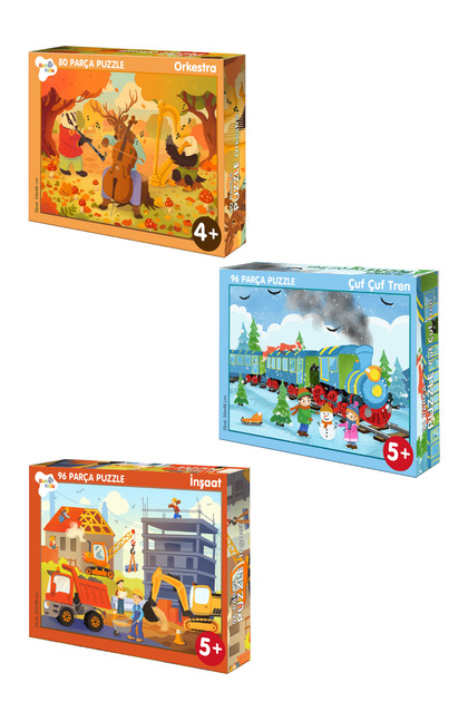 Bonkido 3 'lü Puzzle Set - 60, 60 Ve 80 Parça Puzzle 4+yaş