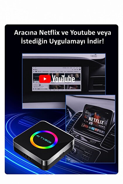 Genel Markalar Araç CarPlay Ai Box Uyumlu Kit Youtube, Netflix