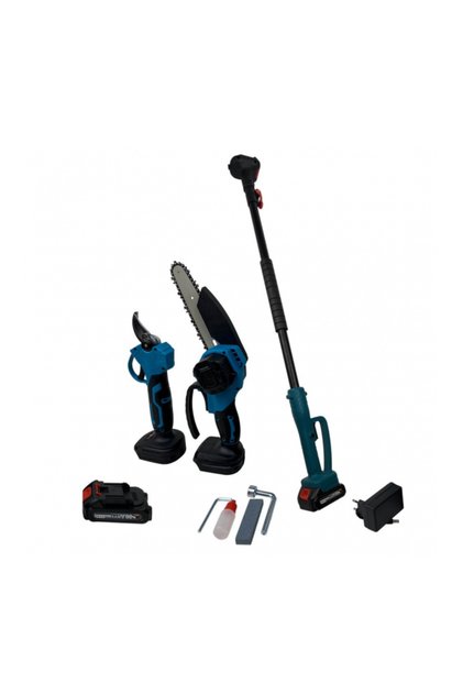 Set Foarfecă Electrică și Mini Drujbă Taiga, 2 Acumulatori 36V, Tijă Telescopică 2.5M