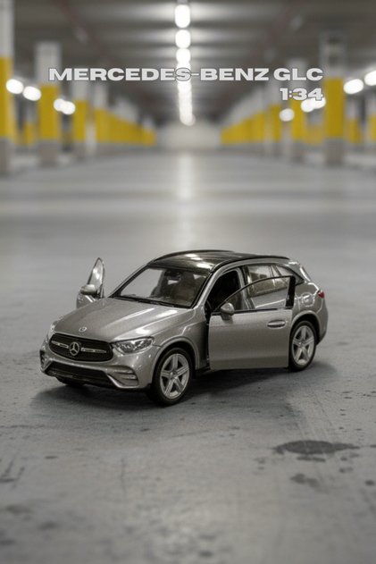 Gray 1:34 Scale Die Cast Doors Open Licensed Mercedes Benz Glc Toy Metal Model Car