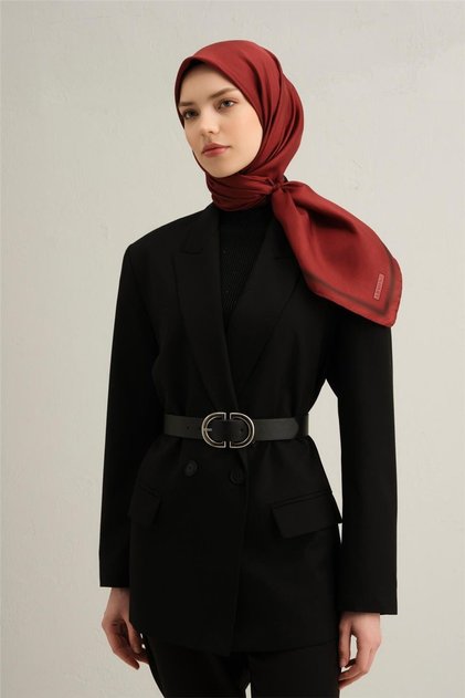 Klasik Desenli Saf İpek Twill Eşarp 9356 35