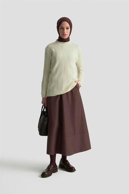 سترة محبوكة للشعر 25KD7005 كريمي