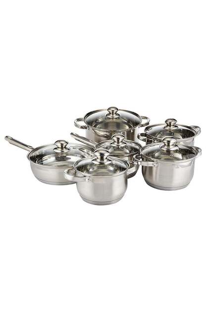 12-Piece Stainless Steel Cookware Set Silver