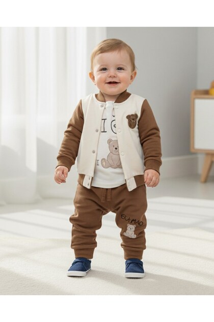 Baby Boy 3-Piece Seasonal Suit | College Jacket, Long Sleeve Top and Bottom Set | 6-9-12-18-24 Months