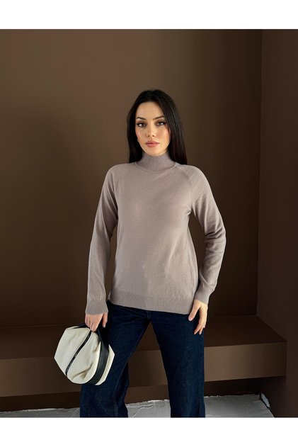 Half Fisherman Soft Textured Cashmere Long Sleeve Knitwear Sweater