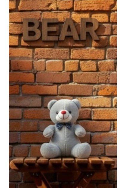 25 cm Plush Teddy Bear with Bow Tie Valentine's Day Gift Birthday Gift Gray
