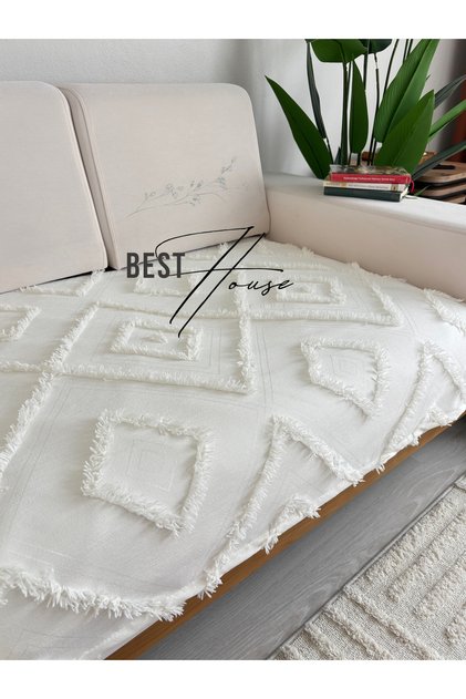 غطاء كرسي من نوع Lux Chenille Nordic Ecru مقاس 90x250 سم