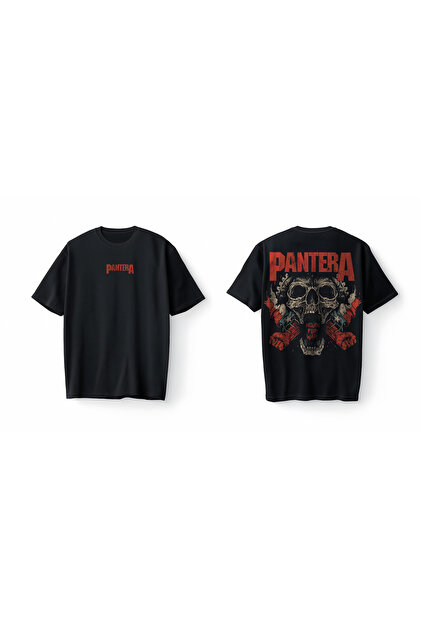 Bumeta Pantera Skull Kuru Kafa Heavy Metal Baskılı Oversize Unisex