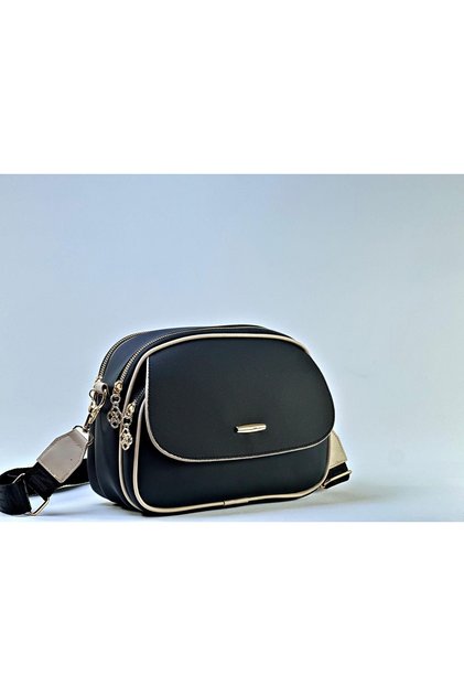 Shine Covered Lacost Fabric 3 Compartment Women's Shoulder Bag