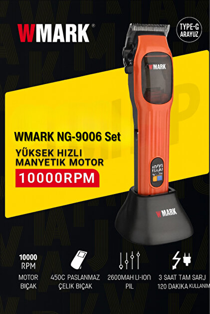 Wmark Rechargeable Hair Clipper (Blue & Orange) Saç Ve Sakal