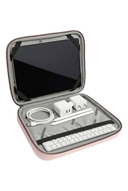NS 9-11 inç Suya Dayanıklı Laptop Tablet Kılıfı Darbe Koruyucu Fermuarlı Çanta (26x21x2 cm) - Pembe