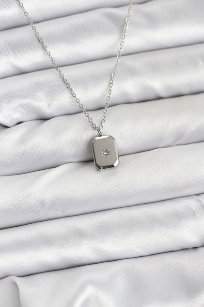 316L Steel Chain Silver Color Minimal North Star Model Women's Necklace