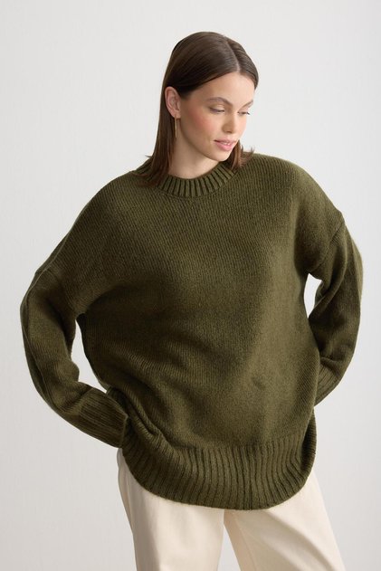 Oversize Triko Kazak Haki