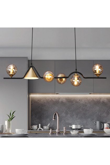Modern Chandelier Ceiling Light Fixture, Farmhouse Chandelier Over Table 6-Light Height Chandeliers