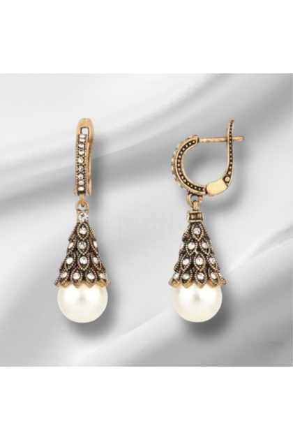 Mahidevran Zircon Stone Glass Pearl Antique Earrings