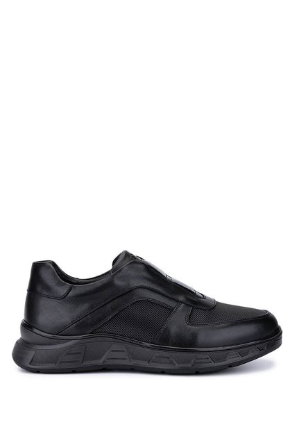 Men's Genuine Leather Black Sneakers & Sports Boots