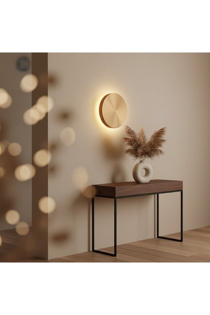 Aura Led Metal Plaster Single Wall Sconce Diameter 20 Cm, Antique Gold, Ambient Lighting Aura-15520-L