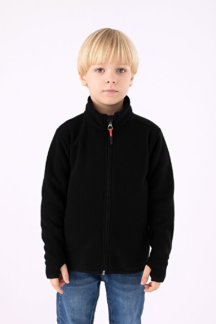 Çocuk Unisex Parmak Geçmeli Polar Ceket