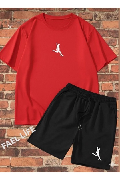 Unisex Loose Fit T-Shirt Shorts Football Player Print Team