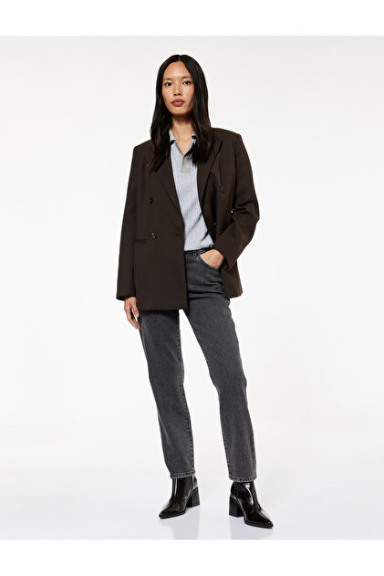 slim fit Pantaloni din denim cu picioare drepte, din bumbac, cu nasturi, lavabili - Blugi drepti