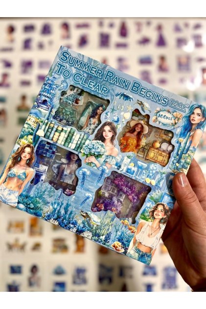 Aesthetic Dreamy Girls Yaz Temalı 4 Bölüm 100 Yaprak 435 Adet Kutu Sticker Seti/Etiket/Çıkartma