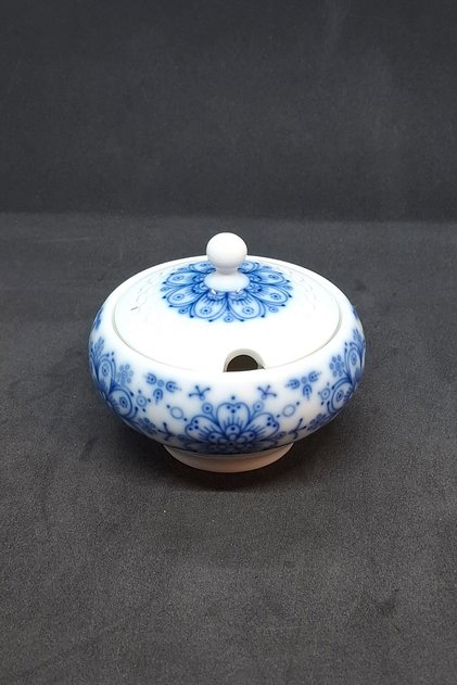 Blue Tirschenreuth Porcelain Sugar Bowl with Lid Antique 250 ml