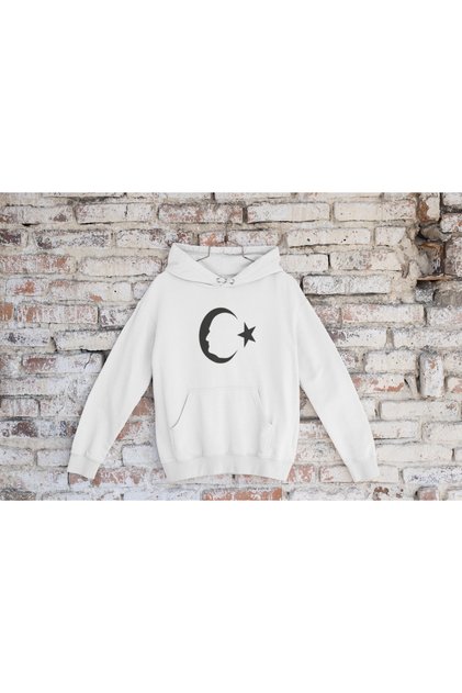 Ataturk Printed Cotton Long Sleeve Fleece-Lined 3 Thread Hooded Sweatshirt