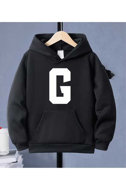 Children's Hooded Sweatshirt with Letter Print