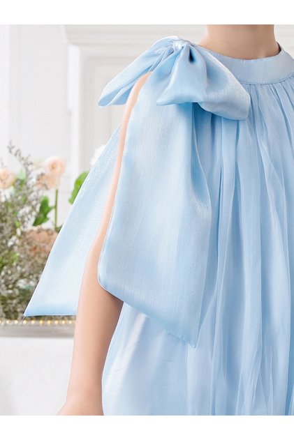 Girls Halter Bow Detail Ruffle Hem Party Dress