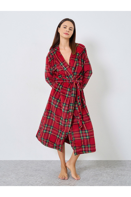 Checked Fleece Hooded Robe