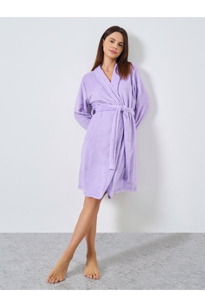 Purple Shawl Collar Fleece Robe