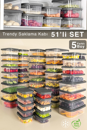 Meleni Home 52'li Dikdörtgen Erzak Saklama Kabı - Mikrodalga ve