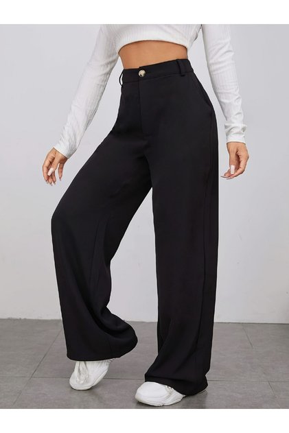 Solid Wide Leg Pants